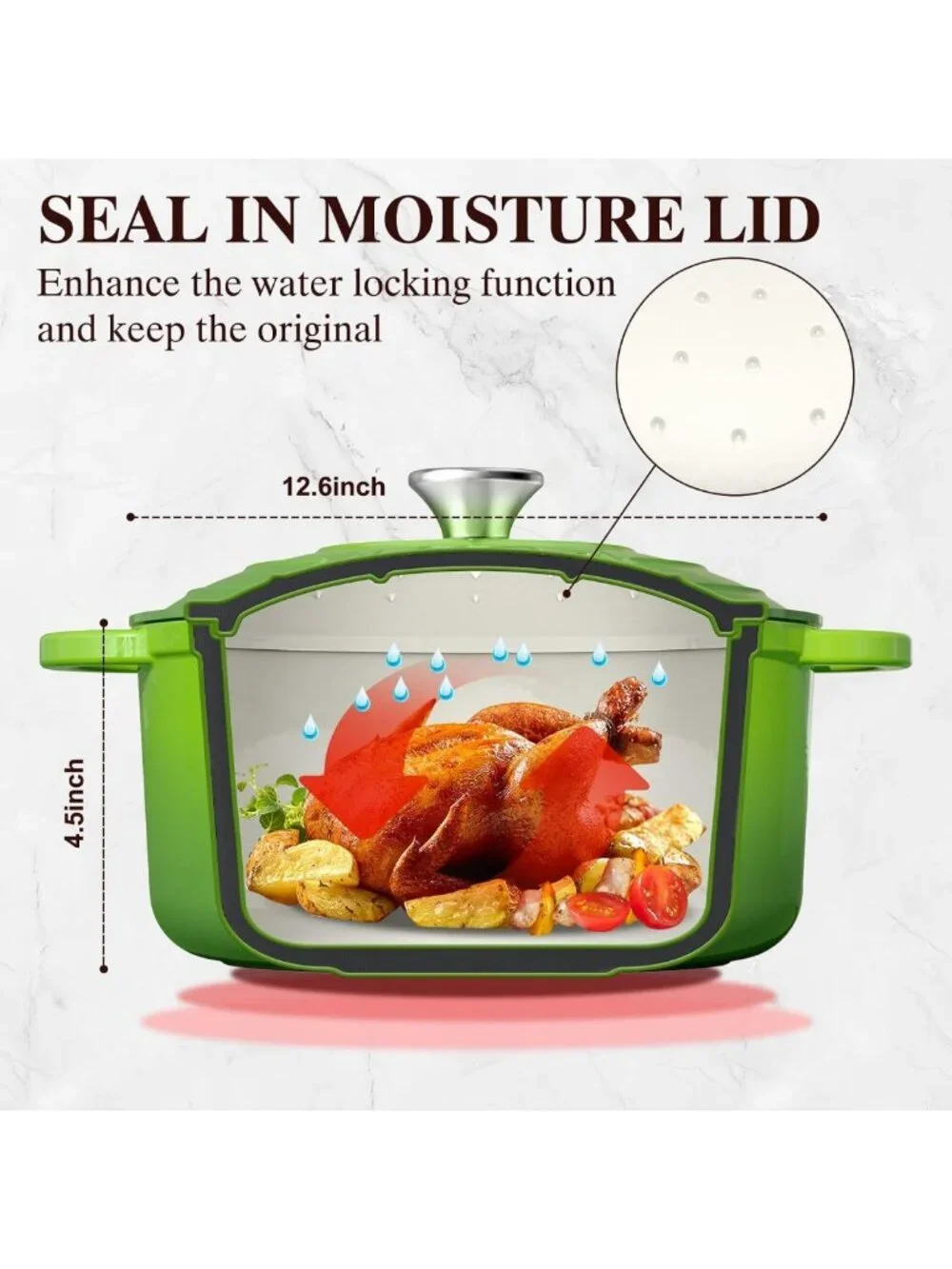 5QT Enameled Cast Iron Dutch Oven Pot with Lid - Heavy-Duty Cookware for Baking